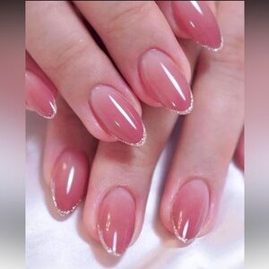 Gradient Pink Glitter Coffin Press On Nail Set NEW 🏷️